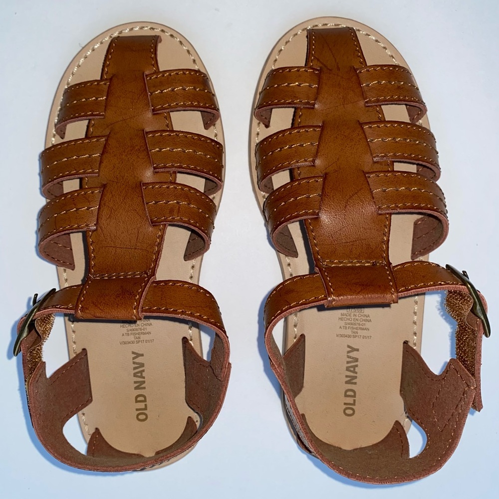 Old Navy Brown Faux-Leather Fisherman Boys Sandals Size 11 NWOT